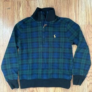 Polo Ralph Lauren Boys Black Wash Plaid 1/4 Zip Sweater 4T Toddler  Shirt Top